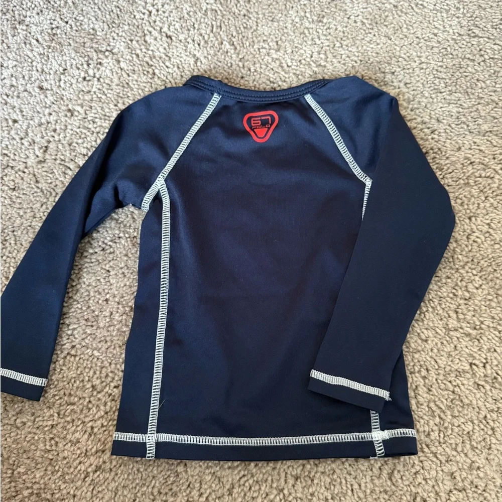 Ralph Lauren navy Blue Red pony Polo logo Long Sleeve Tee Rashguard swim shirt